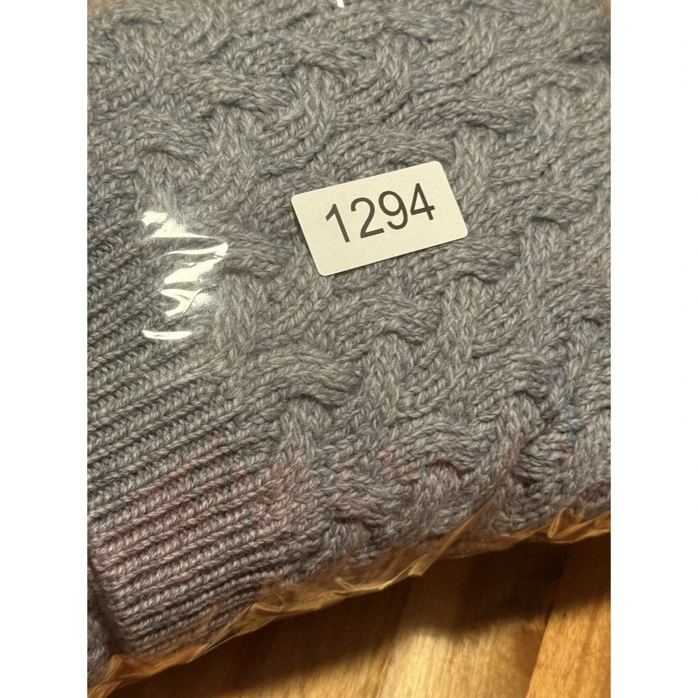 Aran Crafts Sweater Mens Large Grey‎ Super Soft Merino Wool Cable Knit Pullover